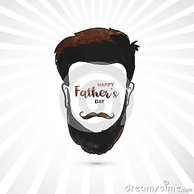 Happy fathers day man face with beard on mustache card design Vector Illustration