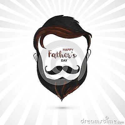 Happy fathers day man face with beard on mustache card design Vector Illustration
