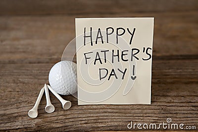 Happy fathers day message with sports equipments Stock Photo