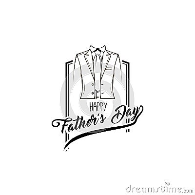 Happy Fathers day. Suit, Necktie. Happy fathers day card design with Big Tie and elegant costume. Vector. Vector Illustration