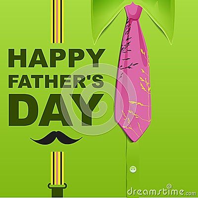 Happy Fathers Day. Template green greeting card Vector Illustration