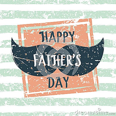 Happy Fathers day, vector greeting card. Stripe seamless pattern Vector Illustration