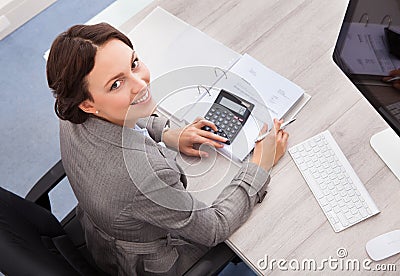 Happy female accountant Stock Photo