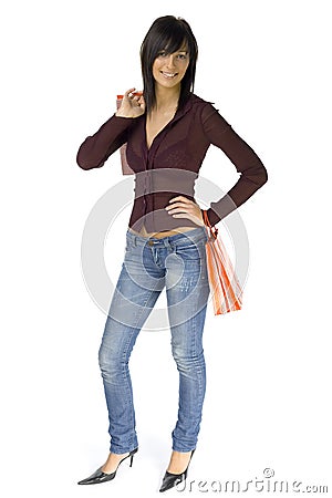 Happy female customer Stock Photo