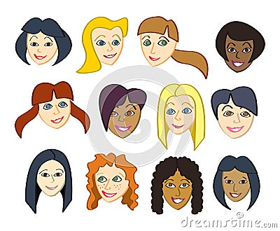 Happy Female Faces Stock Photo