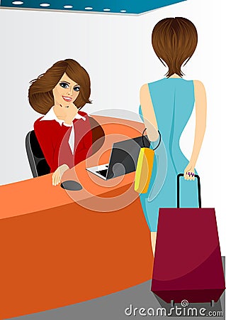 Happy female receptionist Vector Illustration