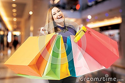 Happy female shopping mall Stock Photo