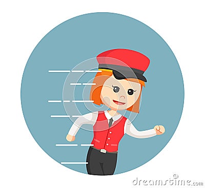 Happy female valet services running Vector Illustration