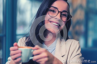Portrait of charming girl that posing on camera Stock Photo