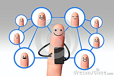 Happy finger, Social network concept, isolated with clipping pat Stock Photo