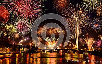 Happy fireworks display Stock Photo