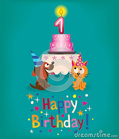 Happy First Birthday Vector Illustration