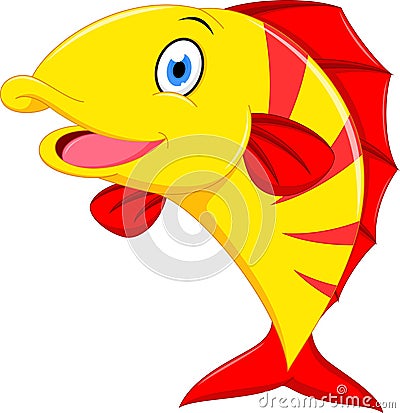 Happy fish cartoon Vector Illustration