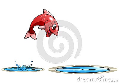 Happy fish jump to other pool Stock Photo