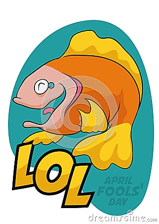 Happy Fish Laughing of April Fools' Pranks, Vector Illustration Vector Illustration