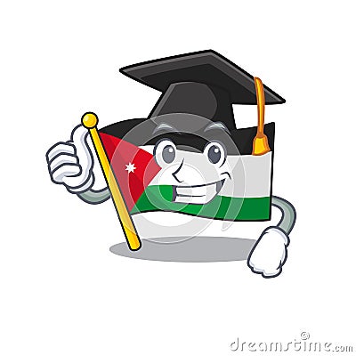 Happy flag jordan wearing a black Graduation hat Vector Illustration