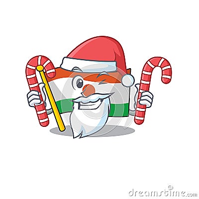 Happy flag niger Scroll Cartoon character in Santa with candy Vector Illustration