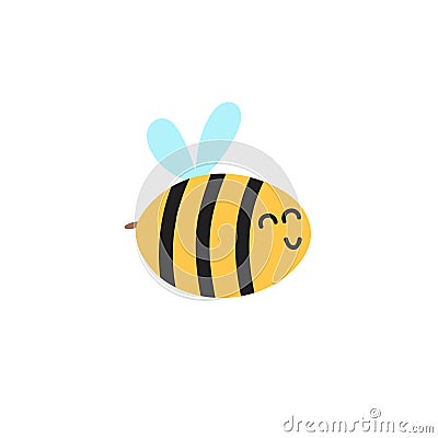 Happy flying bee. Funny character for kids design. Cartoon element Vector Illustration