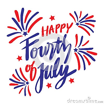 Happy Fourth of July background with fireworks. American Independence Day Stock Photo