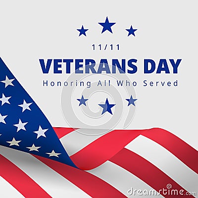 Happy and Free Veterans Day November 11th Vector Illustration