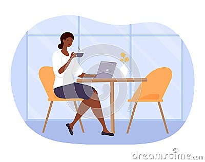 Happy freelancer woman Vector Illustration