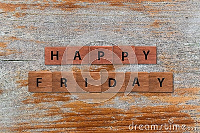 Happy Friday word written on wood block Stock Photo