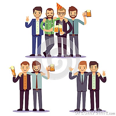 Happy friends, business people at party vector friendly concept Vector Illustration