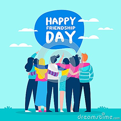 Happy friendship day card of friend group Vector Illustration
