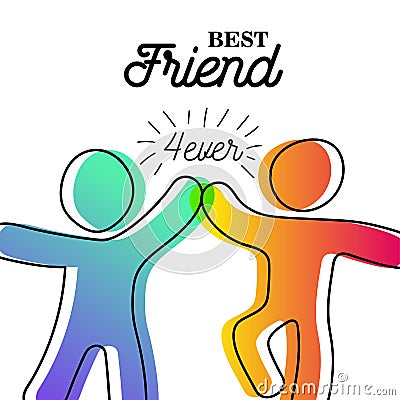 Happy friendship day card of friend high five Vector Illustration