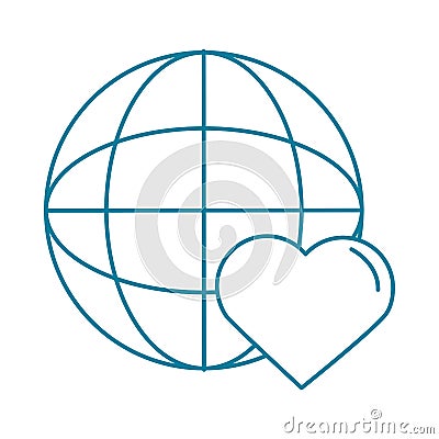 Happy friendship day celebration world love relation line style icon Vector Illustration