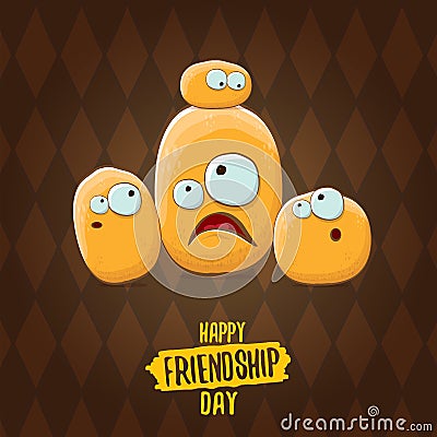 Happy Friendship day vector illustration. funky kids potato with friends.vector friends tiny kids potato characters Vector Illustration