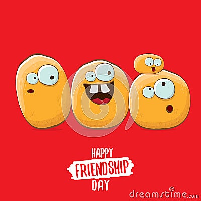 Happy Friendship day vector illustration. funky kids potato with friends.vector friends tiny kids potato characters Vector Illustration