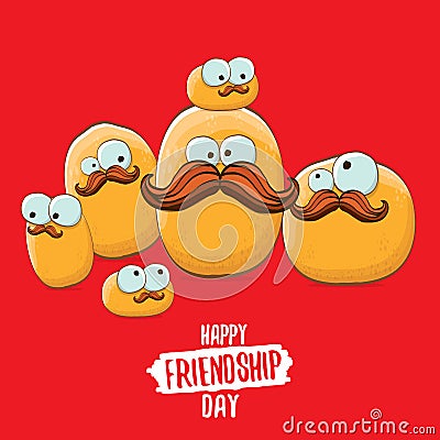 Happy Friendship day vector illustration. funky kids potato with friends.vector friends tiny kids potato characters Vector Illustration