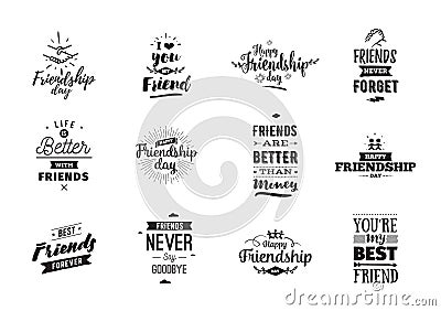 Happy Friendship day vector typographic design. Vector Illustration