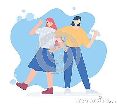 Happy friendship day, young group women unity relationship special event celebration Vector Illustration