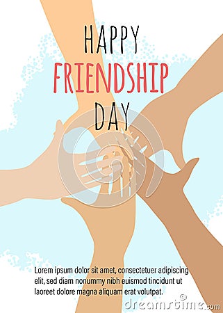 Happy frienship day poster.Vector illustration banner in cartoon style Vector Illustration