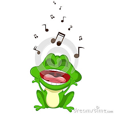 Happy frog cartoon singing Stock Photo