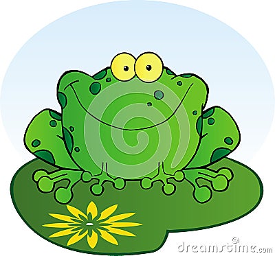 Happy frog on a lilypad Vector Illustration