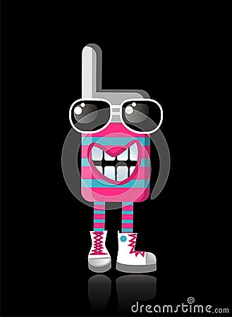 Happy funky colors mobile phone mascot Vector Illustration