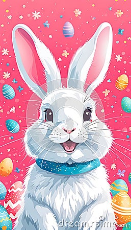 Happy funky easter bunny Cartoon Illustration