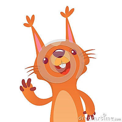 Happy funny cartoon lion. Vector character illustration for children book Vector Illustration