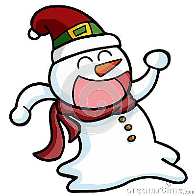 Happy & funny snowman running happily for christmas celebration Vector Illustration
