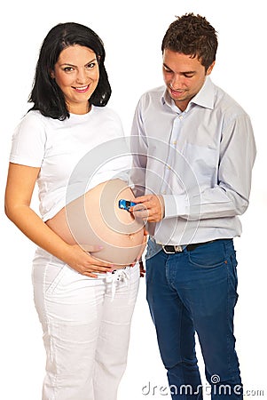 Happy future father playing Stock Photo