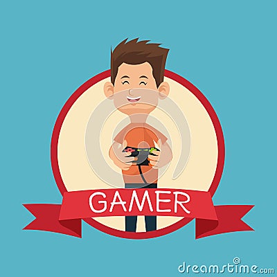 Happy gamer control console banner Vector Illustration