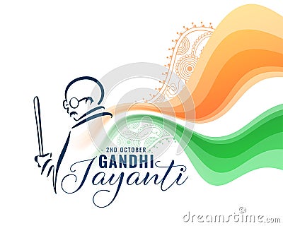 happy gandhi jayanti background with indian tricolor flag vector illustration Vector Illustration