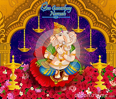Happy Ganesh Chaturthi festival celebration of India Vector Illustration
