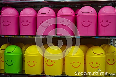 Happy garbage bins Stock Photo