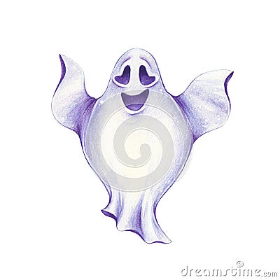 Happy Ghost. Cartoon Illustration