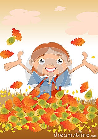 Happy girl in autumn Stock Photo