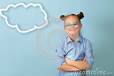 Happy girl with Down syndrome having fun and laughing in the studio Stock Photo
